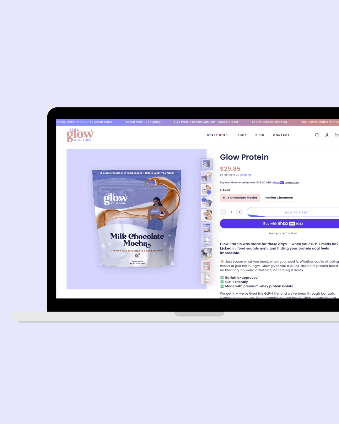 Glow Weight Loss Shopify website design and build