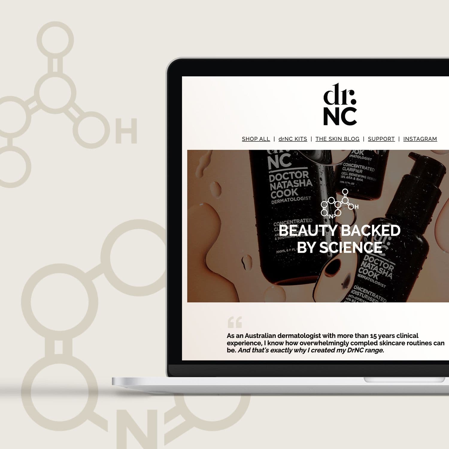 Klaviyo Email Design & Shopify Quiz for skin care brand dr.NC