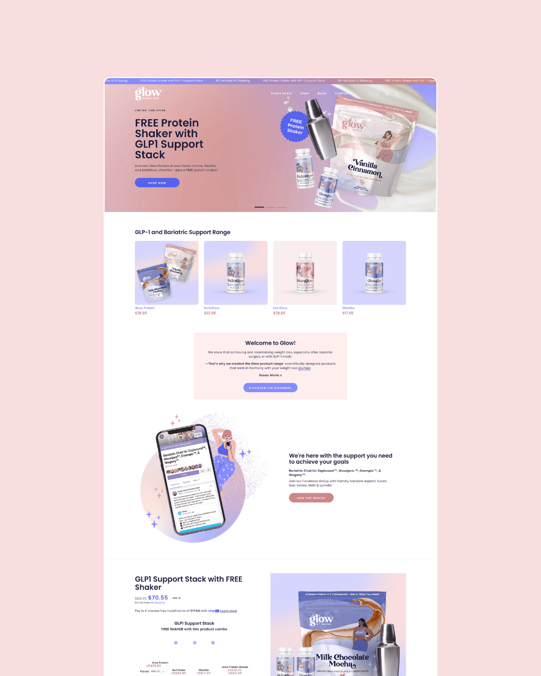 Glow Weight Loss Shopify website design and build