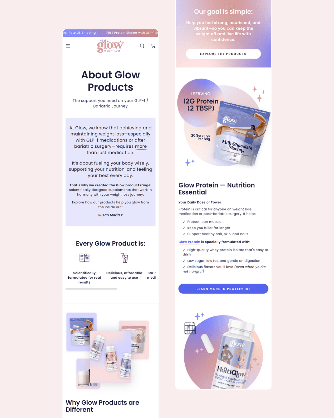Glow Weight Loss Shopify website design and build
