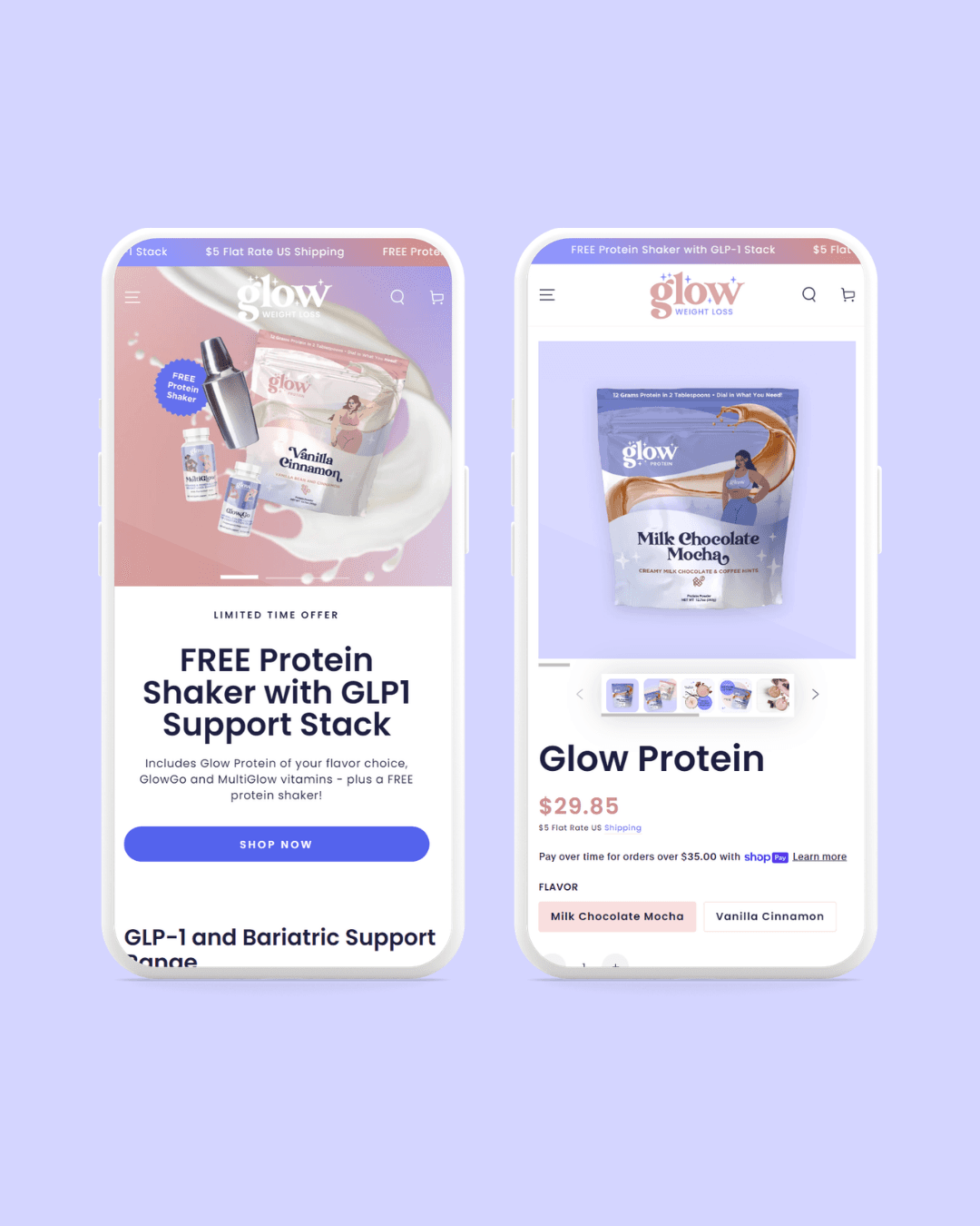 Glow Weight Loss Shopify website design and build