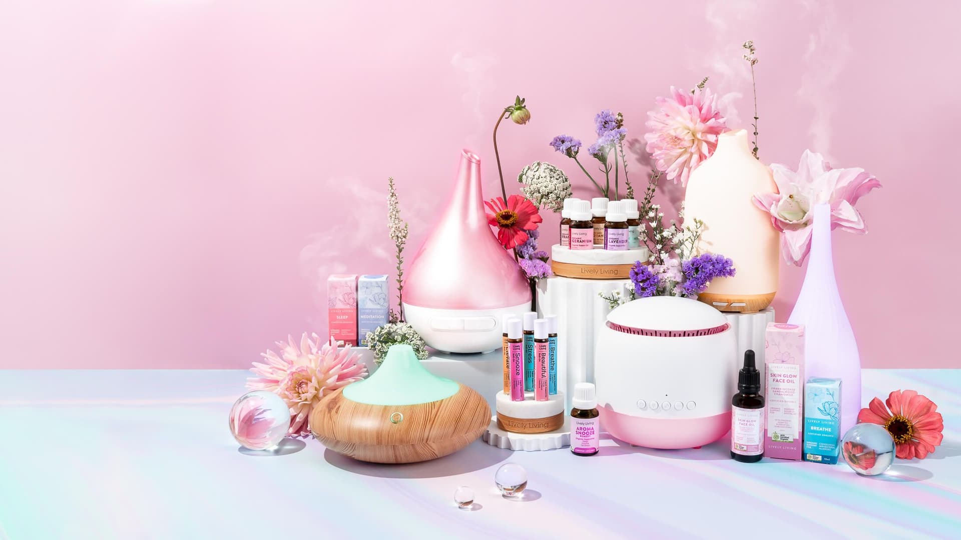 Product photography for essential oil & diffuser brand Lively Living